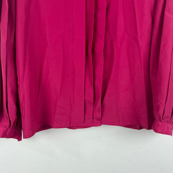 Lady Manhattan Top Blouse Size 10 Purple Long Sleeve Button Down Collared Polyes - Picture 4 of 9